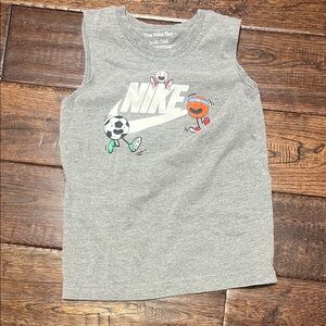 Nike Kids Light Gray Graphic Tank Top with Sports Characters